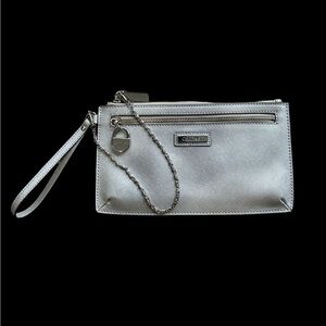 Calvin Klein Silver Zippered Wristlet Excellent Condition